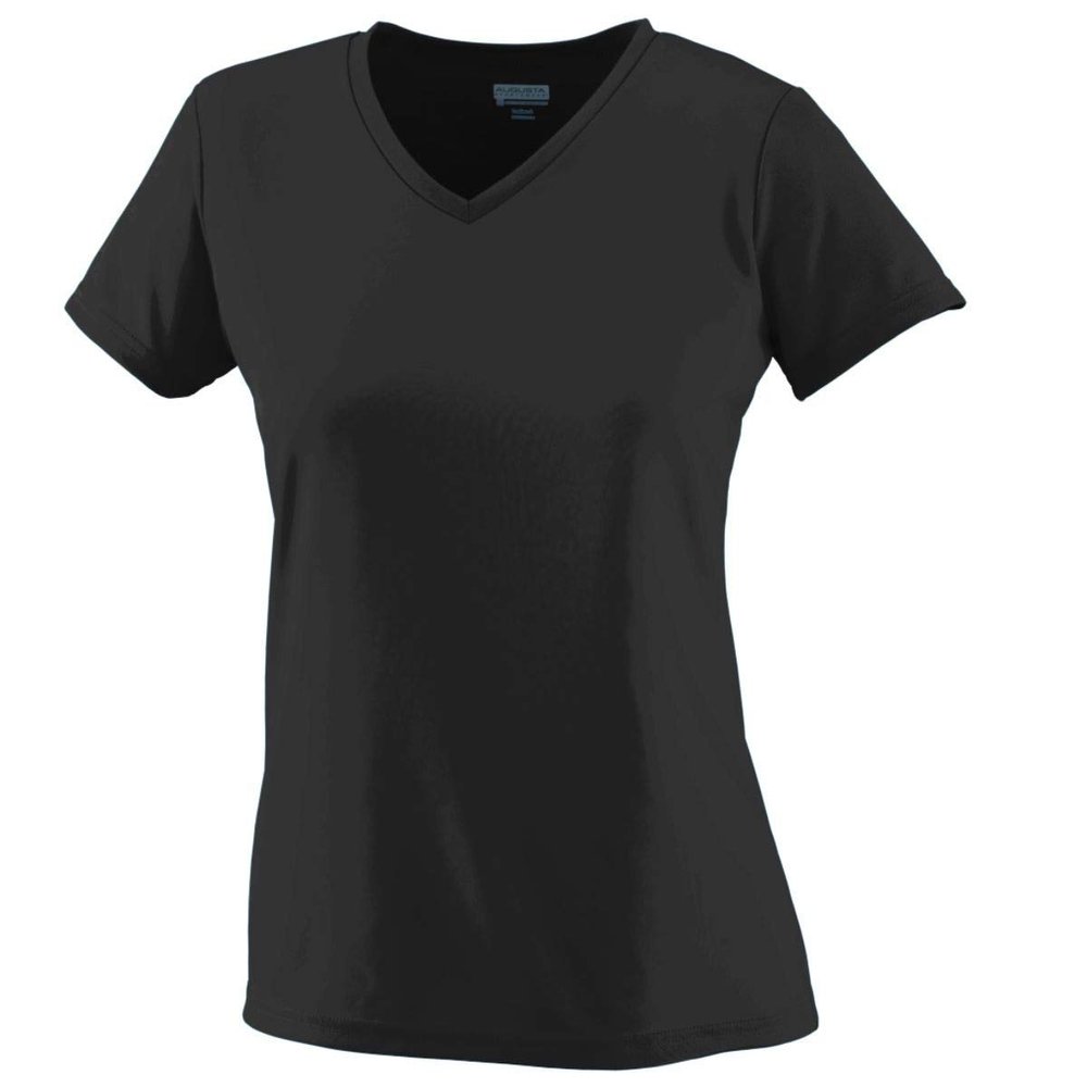 Augusta Sportswear Ladies Moisture-Wicking V-Neck T-Shirt, XL, Black