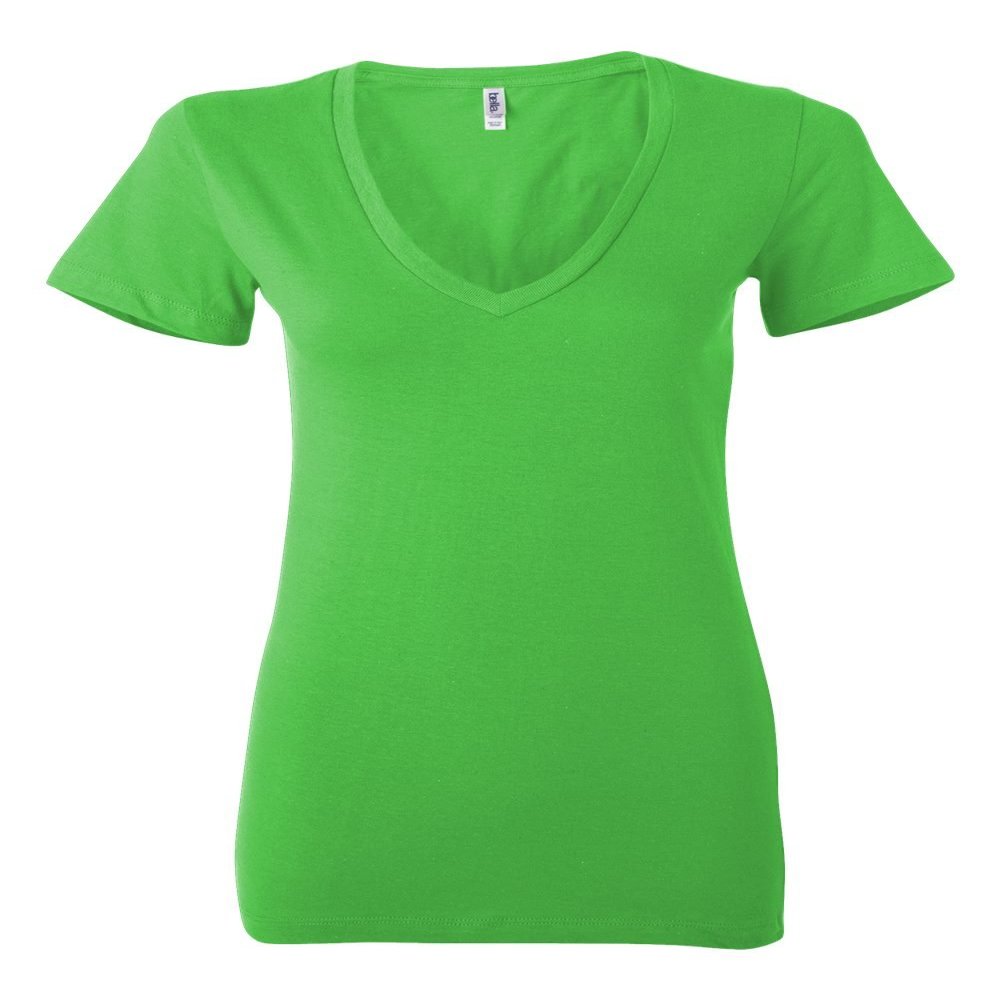Bella + Canvas Womens Jersey Short-Sleeve Deep V-Neck T-Shirt (B6035)- NEON GREEN,2XL