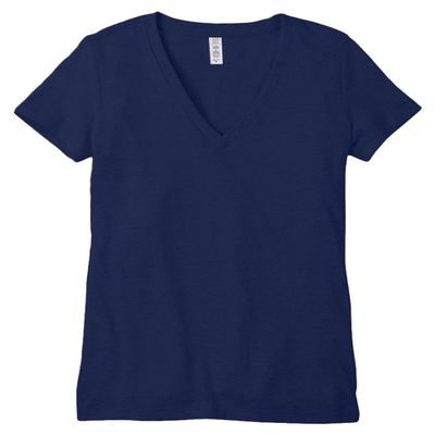 Bella Canvas Triblend Short-Sleeve Deep V-Neck T-Shirt (8435) Navy Triblend, XL
