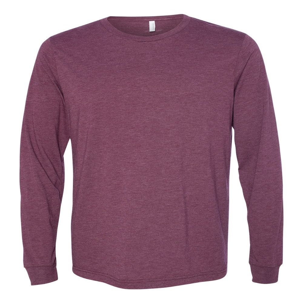 Bella Canvas Jersey Long-Sleeve T-Shirt (3501) Maroon Triblend, 2XL