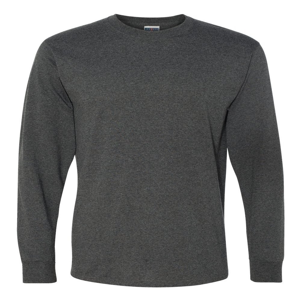 Jerzees 5.6 oz., 50/50 Heavyweight Blend Long-Sleeve T-Shirt (29L)- BLACK HEATHER,L