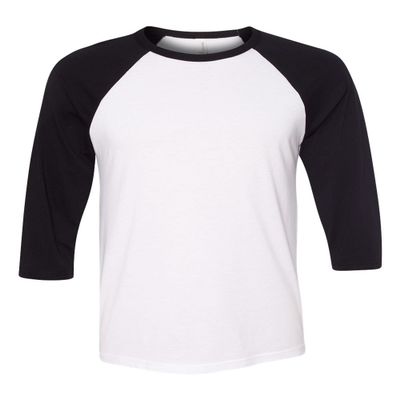 Bella Canvas 3/4-Sleeve Baseball T-Shirt (3200) White/Black, XS