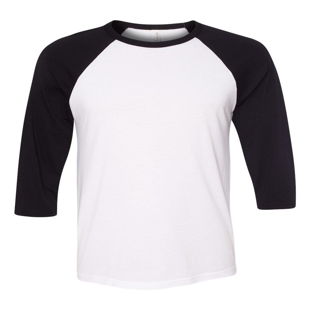 Bella Canvas 3/4-Sleeve Baseball T-Shirt (3200) White/Black, XS