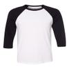 Bella Canvas 3/4-Sleeve Baseball T-Shirt (3200) White/Black, XS view 1