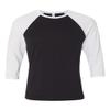 Bella Canvas 3/4-Sleeve Baseball T-Shirt (3200) Black/White, 2XL view 1