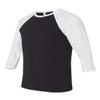 Bella Canvas 3/4-Sleeve Baseball T-Shirt (3200) Black/White, 2XL view 2