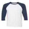 Bella Canvas 3/4-Sleeve Baseball T-Shirt (3200) White/Navy, S view 1