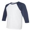 Bella Canvas 3/4-Sleeve Baseball T-Shirt (3200) White/Navy, S view 3