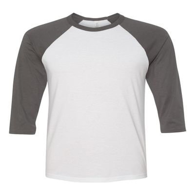 Bella Canvas 3/4-Sleeve Baseball T-Shirt (3200) White/Asphalt, XS