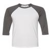 Bella Canvas 3/4-Sleeve Baseball T-Shirt (3200) White/Asphalt, XS view 1