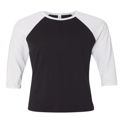 Bella Canvas 3/4-Sleeve Baseball T-Shirt (3200) Black/White, S