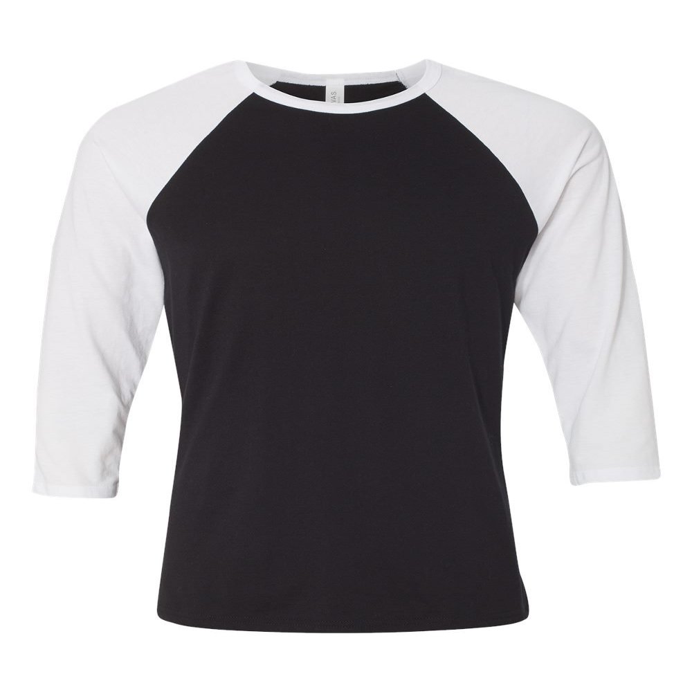 Bella Canvas 3/4-Sleeve Baseball T-Shirt (3200) Black/White, S