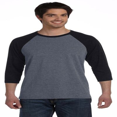 Bella Canvas 3/4-Sleeve Baseball T-Shirt (3200) Deep Heather/Black, XL