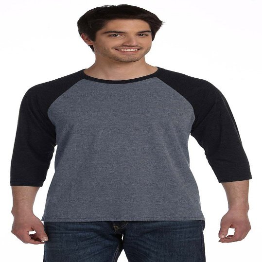 Bella Canvas 3/4-Sleeve Baseball T-Shirt (3200) Deep Heather/Black, XL