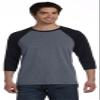 Bella Canvas 3/4-Sleeve Baseball T-Shirt (3200) Deep Heather/Black, XL view 1