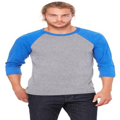 Bella Canvas 3/4-Sleeve Baseball T-Shirt (3200) Grey/True Royal Triblend, XS