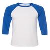 Bella Canvas 3/4-Sleeve Baseball T-Shirt (3200) White/True Royal, XS view 1