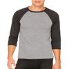 Bella Canvas 3/4-Sleeve Baseball T-Shirt (3200) Grey/Charcoal Triblend, XS view 2