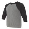 Bella Canvas 3/4-Sleeve Baseball T-Shirt (3200) Grey/Charcoal Triblend, XS view 3
