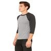 Bella Canvas 3/4-Sleeve Baseball T-Shirt (3200) Grey/Charcoal Triblend, XS view 4