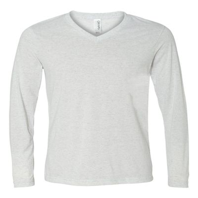 Bella Canvas Jersey Long-Sleeve V-Neck T-Shirt (3425) White Fleck Triblend, XS