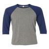 Bella Canvas 3/4-Sleeve Baseball T-Shirt (3200) Grey/Navy Triblend, XS view 1