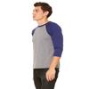 Bella Canvas 3/4-Sleeve Baseball T-Shirt (3200) Grey/Navy Triblend, XS view 3