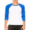 Bella Canvas 3/4-Sleeve Baseball T-Shirt (3200) White/True Royal, L view 2