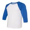 Bella Canvas 3/4-Sleeve Baseball T-Shirt (3200) White/True Royal, L view 3