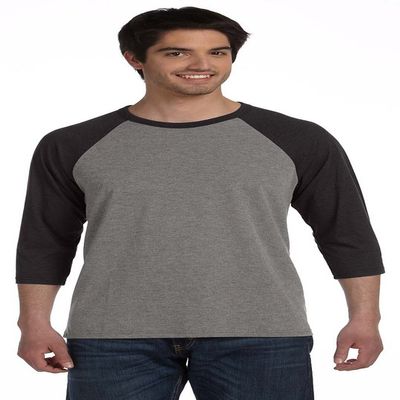 Bella Canvas 3/4-Sleeve Baseball T-Shirt (3200) Grey/Charcoal Triblend, S
