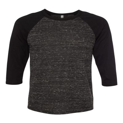 Bella Canvas 3/4-Sleeve Baseball T-Shirt (3200) Black Marble/Black, S
