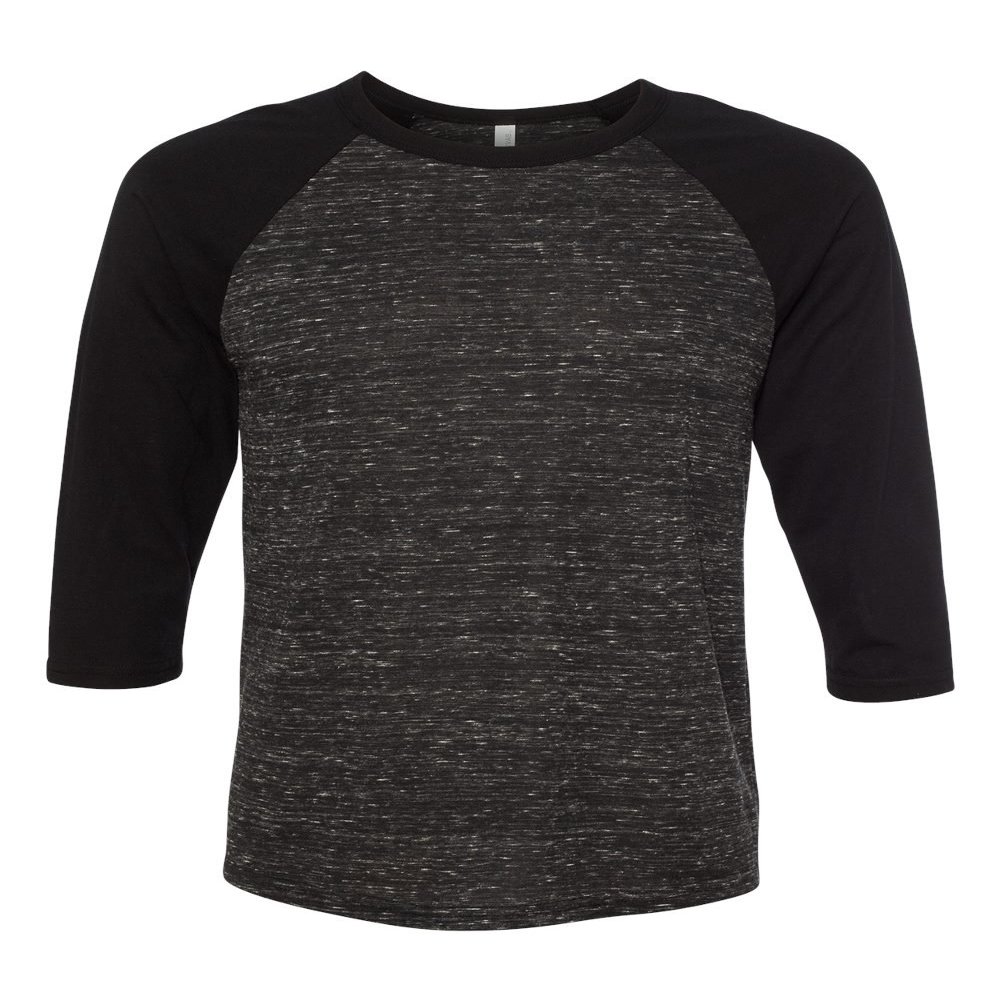 Bella Canvas 3/4-Sleeve Baseball T-Shirt (3200) Black Marble/Black, S
