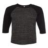 Bella Canvas 3/4-Sleeve Baseball T-Shirt (3200) Black Marble/Black, S view 1