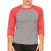 Bella Canvas 3/4-Sleeve Baseball T-Shirt (3200) Grey/Red Triblend, XL view 2