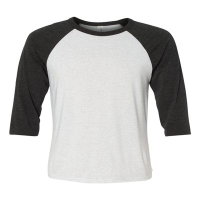 Bella Canvas 3/4-Sleeve Baseball T-Shirt (3200) White Fleck/Charcoal Triblend, XL