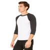 Bella Canvas 3/4-Sleeve Baseball T-Shirt (3200) White Fleck/Charcoal Triblend, XL view 4