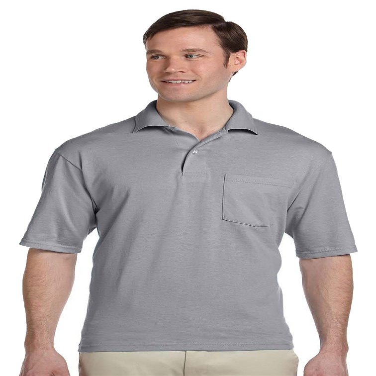 5.6 oz. 50/50 Jersey Pocket Polo with SpotShield (436P) Oxford, L