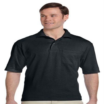 5.6 oz. 50/50 Jersey Pocket Polo with SpotShield (436P) Black, M