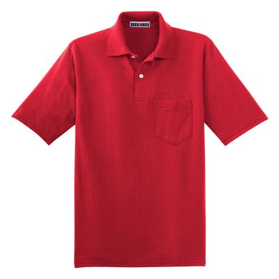 5.6 oz. 50/50 Jersey Pocket Polo with SpotShield (436P) True Red, S