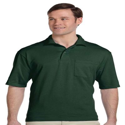 5.6 oz. 50/50 Jersey Pocket Polo with SpotShield (436P) Forest Green, S