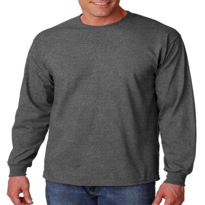 Gildan Big Men's Cotton Long Sleeve T-Shirt 4XL Charcoal #434