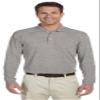 Harriton 5.6 oz. Easy Blend Long-Sleeve Polo (M265L) Grey Heather, M view 1