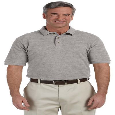 Harriton 6 oz. Ringspun Cotton Pique Short-Sleeve Polo (M200) Grey Heather, M