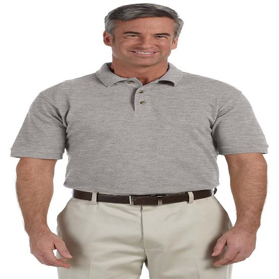 Harriton 6 oz. Ringspun Cotton Pique Short-Sleeve Polo (M200) Grey Heather, M
