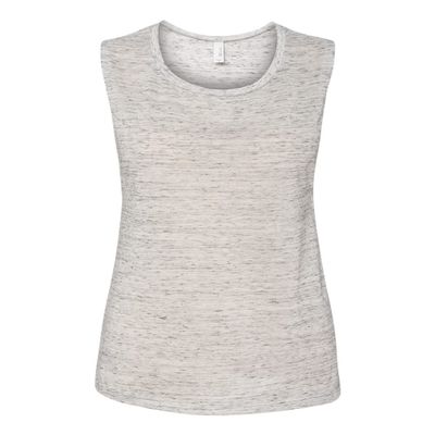 Bella Canvas Womens Flowy Scoop Muscle Tank (B8803)- White Marble,L