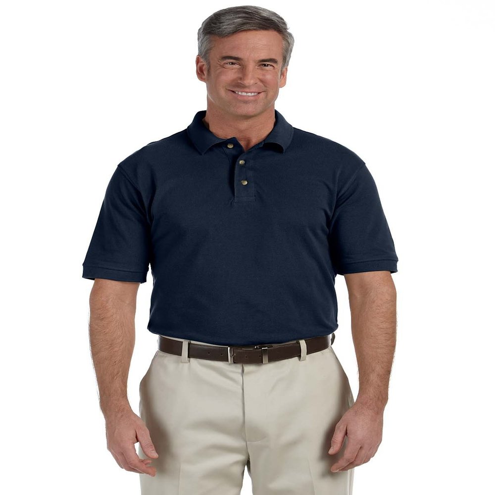 Harriton Tall 6 oz. Ringspun Cotton Pique Short-Sleeve Polo (M200T) Navy, 2XLT