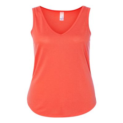 Flowy V-Neck Tank (B8805) Coral, 2XL