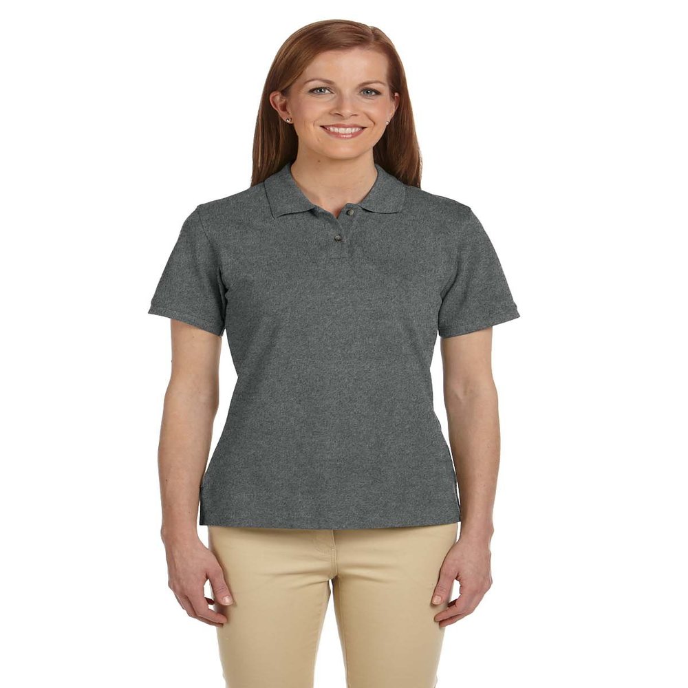 Harriton 6 oz. Ringspun Cotton Pique Short-Sleeve Polo (M200W) Charcoal, L