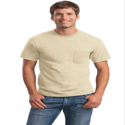Cotton 6 oz. Pocket T-Shirt (G230) Sand, S