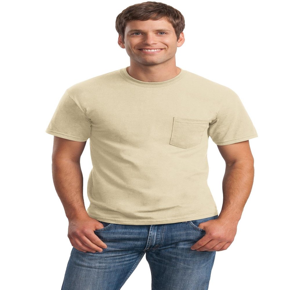 Cotton 6 oz. Pocket T-Shirt (G230) Sand, S